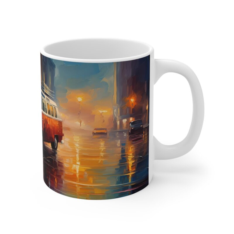 Rainy Street Vw Campervan Painting Mug