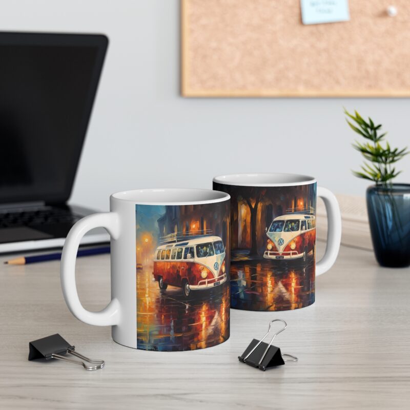 Rainy Street Campervan Painting Mug