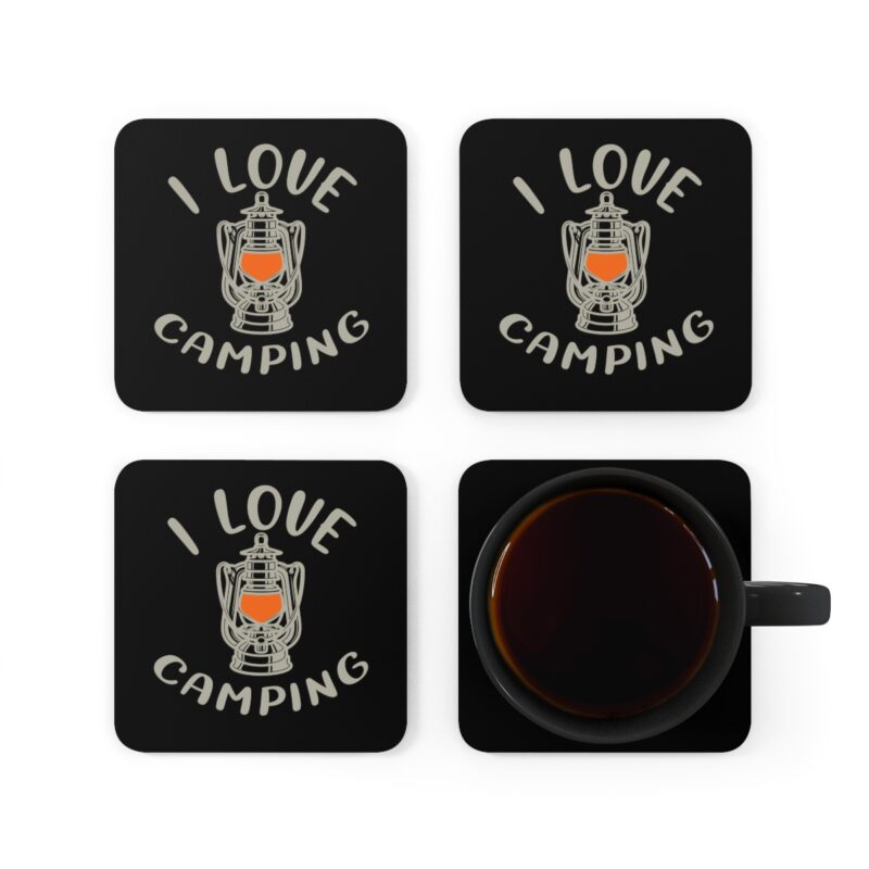 I Love Camping Corkwood Coaster Set