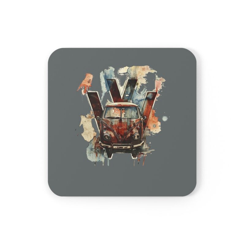 Rusty Vw Camper Corkwood Coaster Set