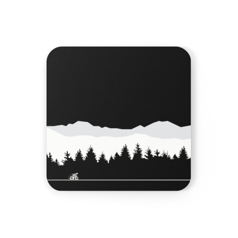 Minimalist Cyclist In Mountains Coaster Set