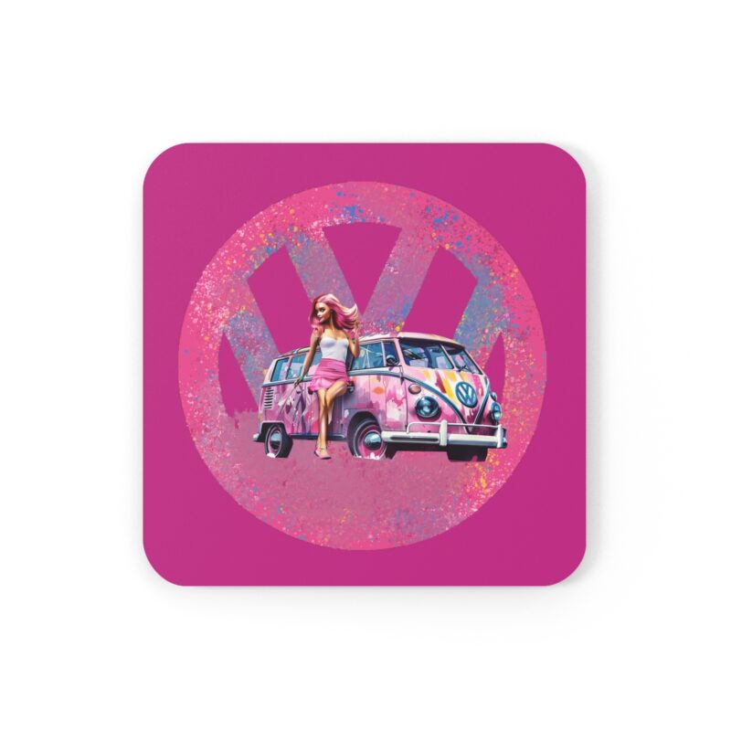 Barbiecore Van Girl Corkwood Coaster Set