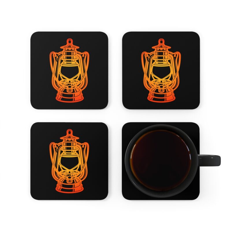 Vintage Camping Lantern Coaster Set