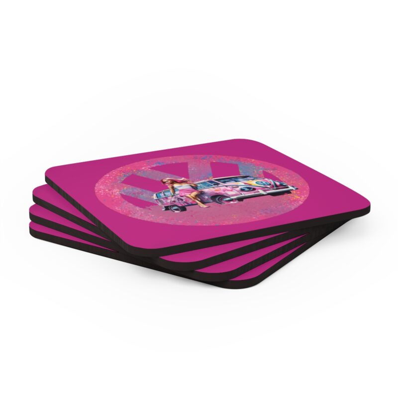 Barbiecore Van Girl Corkwood Coaster Set