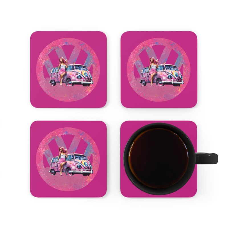 Barbiecore Van Girl Corkwood Coaster Set