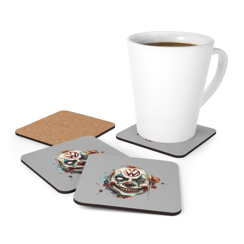 Evil Vw Brain Clown Corkwood Coaster Set