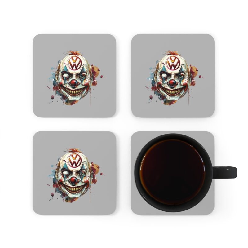 Evil Vw Brain Clown Corkwood Coaster Set