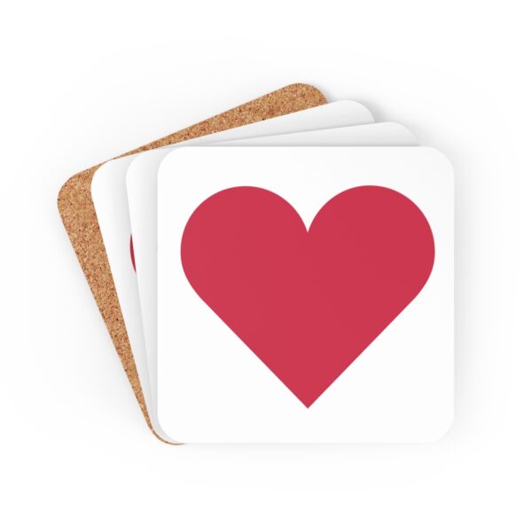 Love Hearts Corkwood Coaster Set
