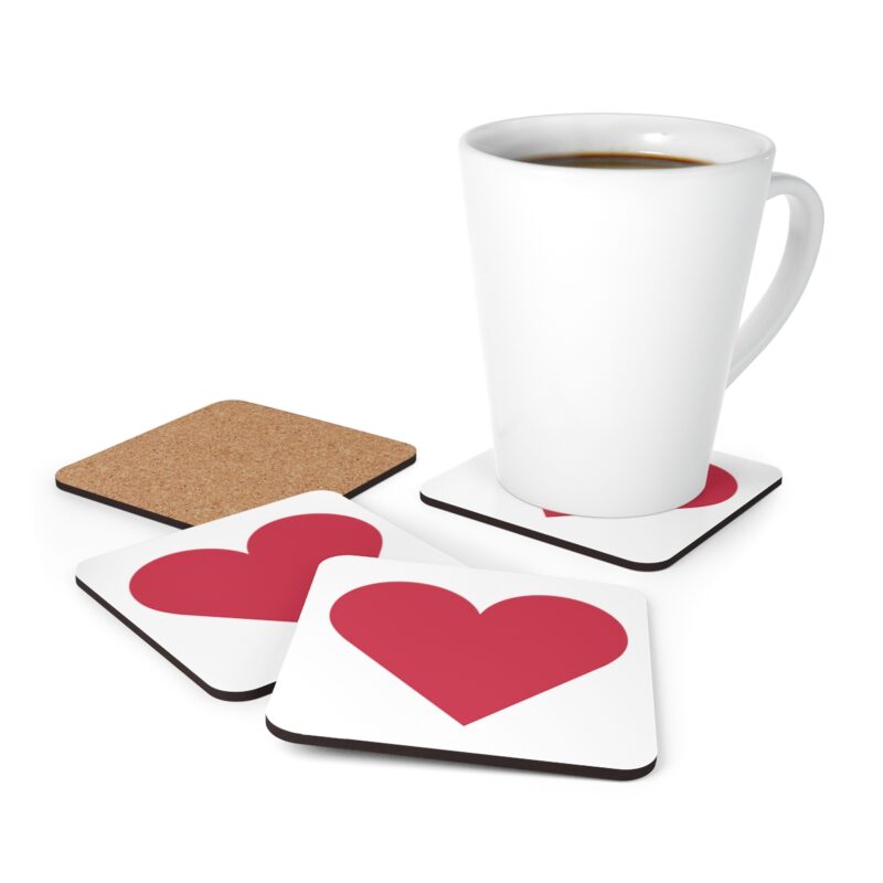 Love Hearts Corkwood Coaster Set