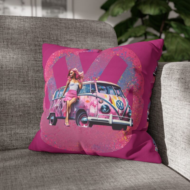 Barbiecore Van Girl Square Double-sided Cushion Cover