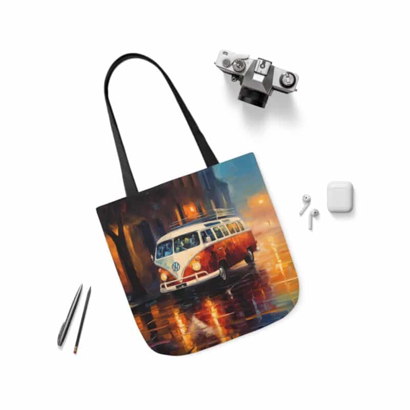 Rainy City Street Campervan Tote Bag