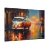 Rainy City Street Campervan Canvas Print - Landscape