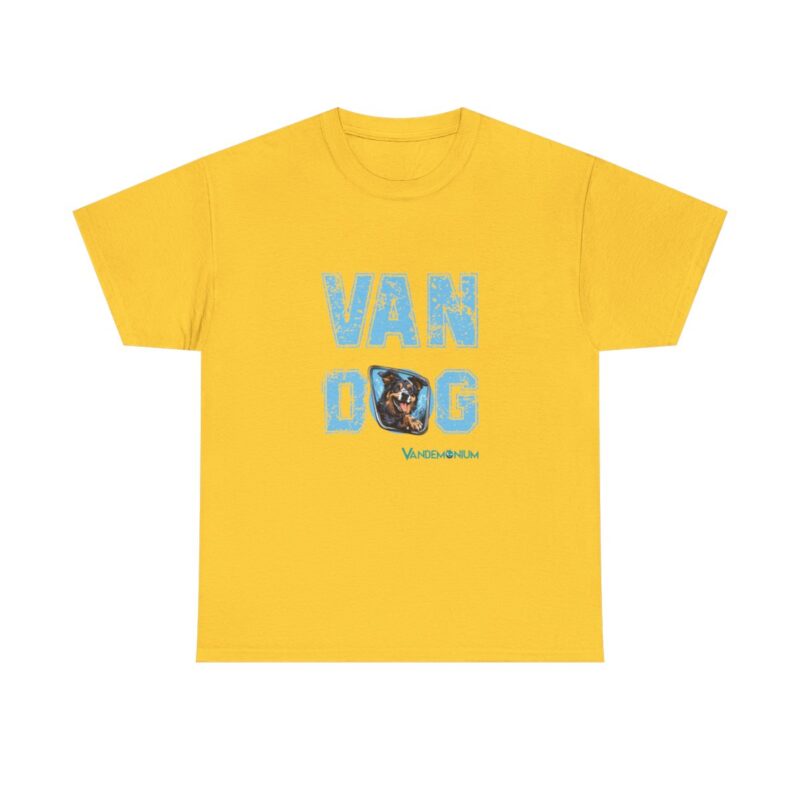 Van Dog T-shirt - Black And White And Tan Shaggy Dog