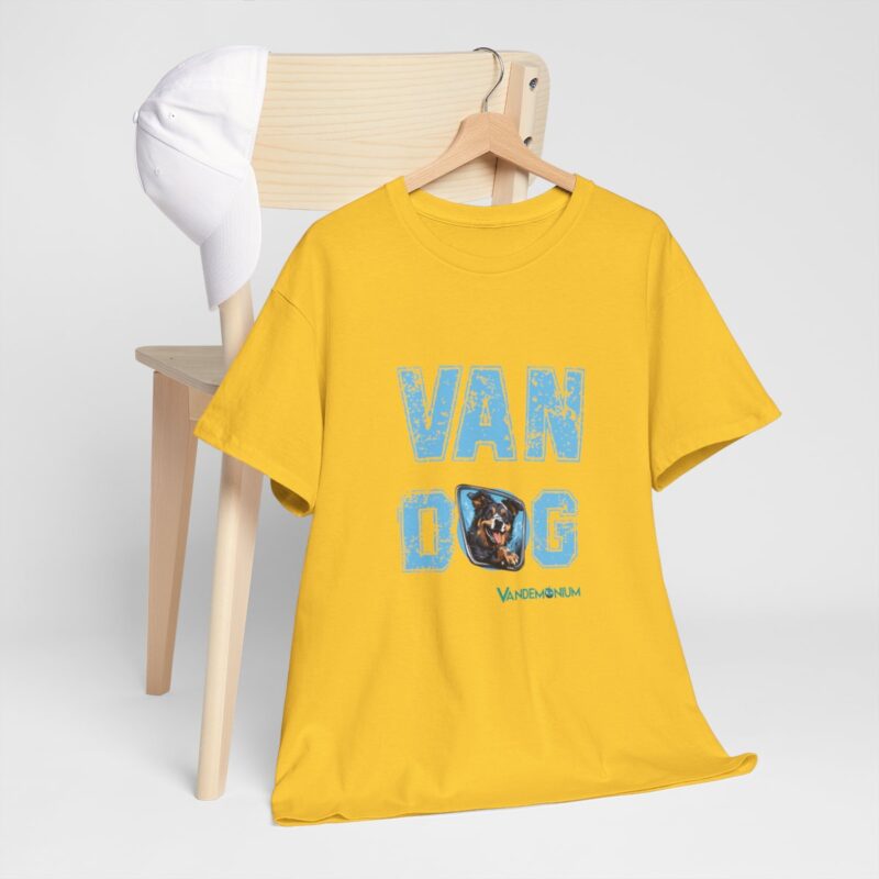 Van Dog T-shirt - Black And White And Tan Shaggy Dog