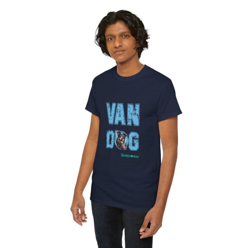 Van Dog T-shirt - Black And White And Tan Shaggy Dog