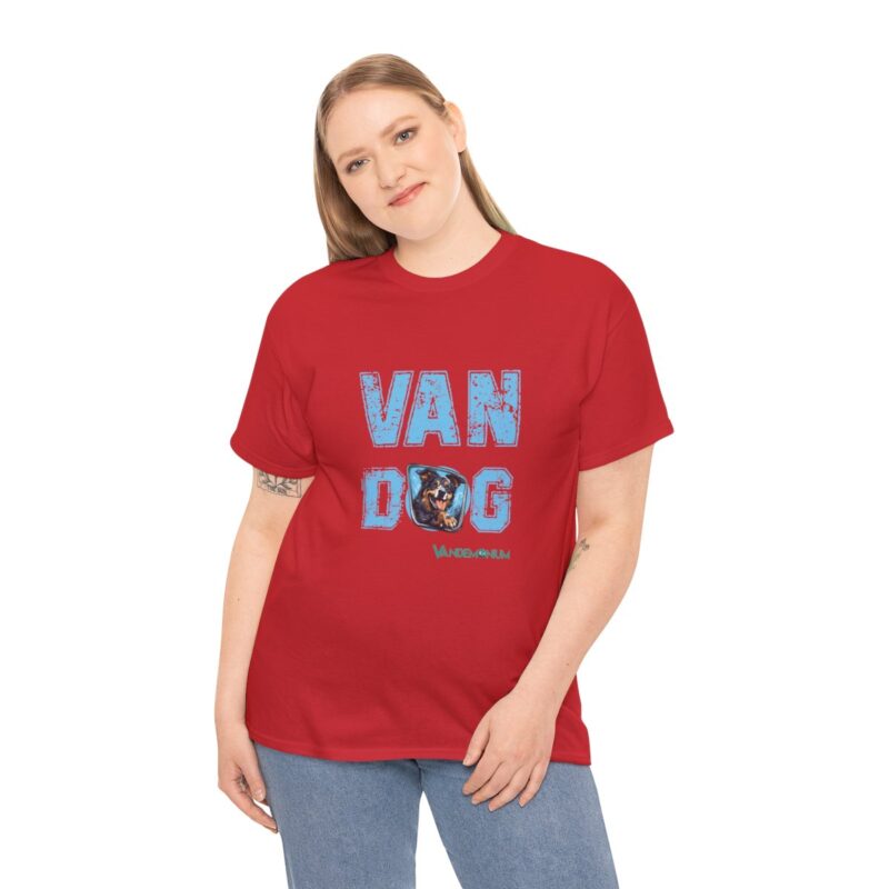 Van Dog T-shirt - Black And White And Tan Shaggy Dog