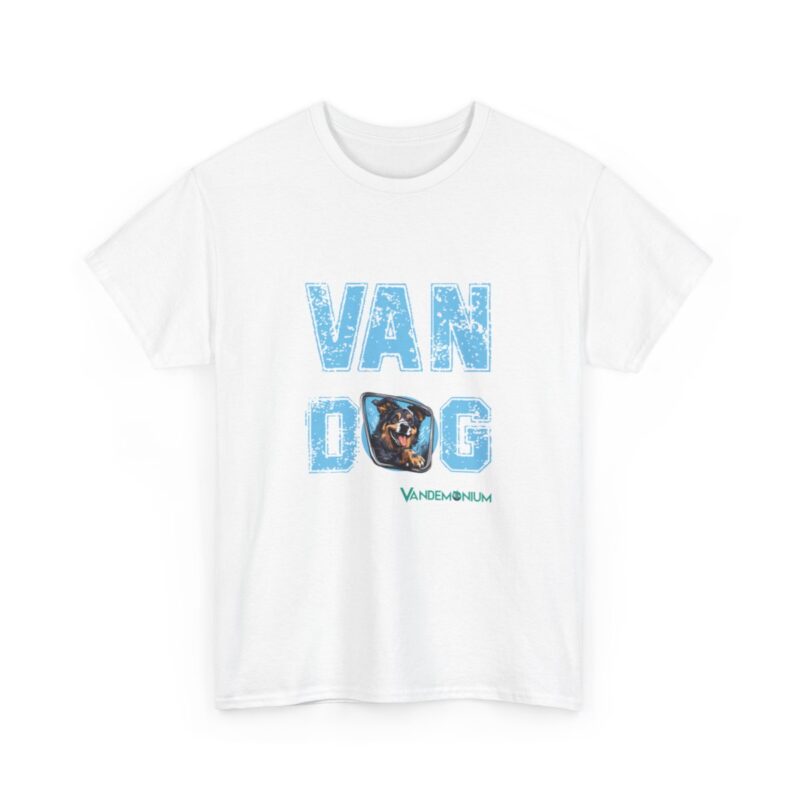 Van Dog T-shirt - Black And White And Tan Shaggy Dog