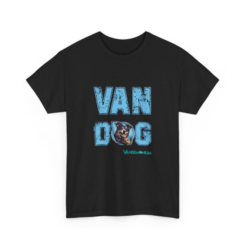 Van Dog T-shirt - Black And White And Tan Shaggy Dog